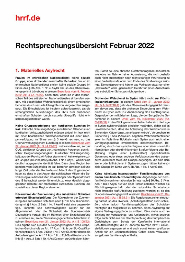 Monatsübersicht Februar 2022
