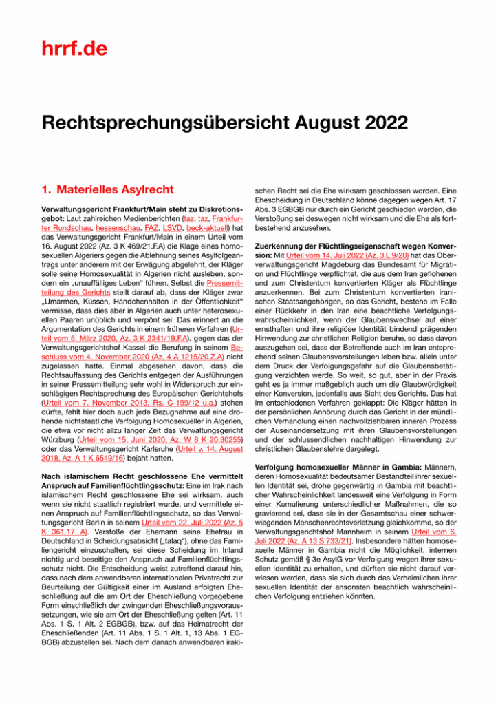 Monatsübersicht August 2022