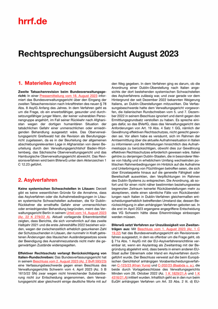 Monatsübersicht August 2023
