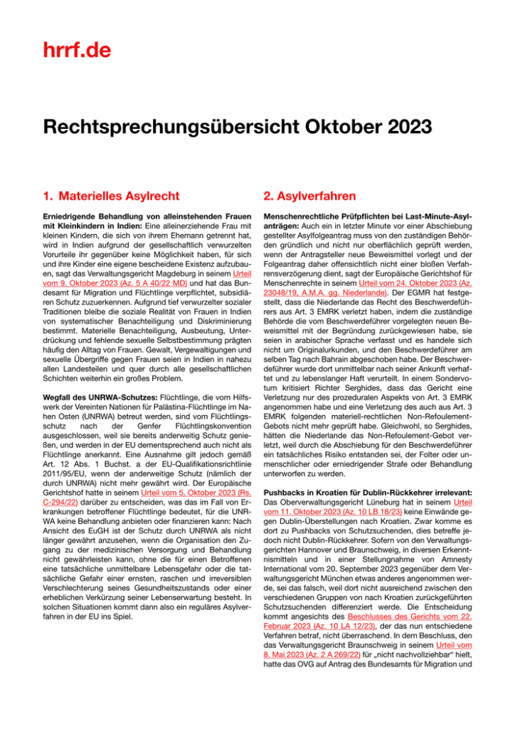 Monatsübersicht Oktober 2023