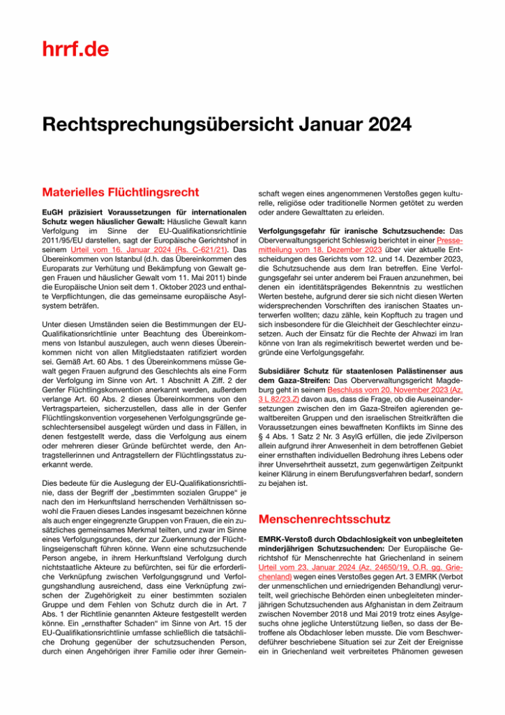 Monatsübersicht Januar 2024