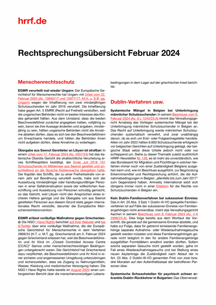 Monatsübersicht Februar 2024