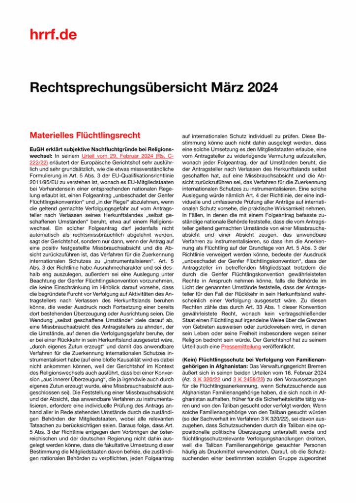 Monatsübersicht März 2024
