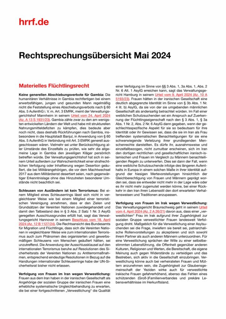 Monatsübersicht Mai 2024