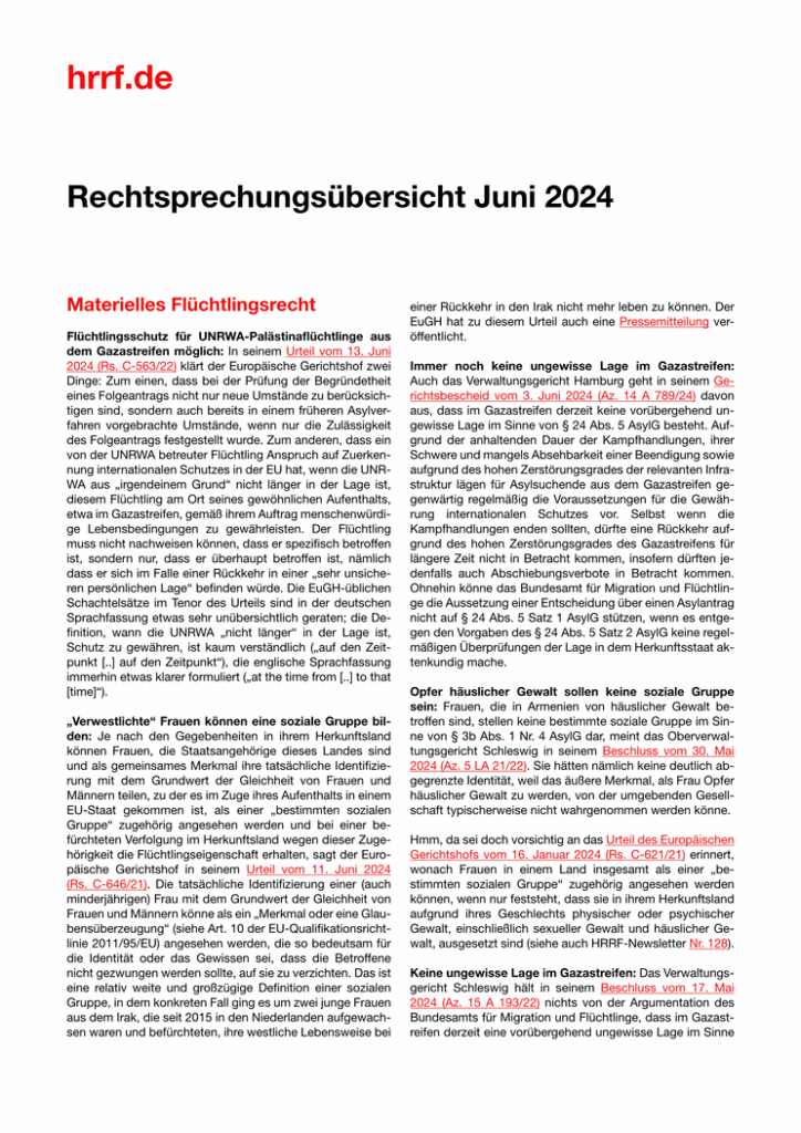 Monatsübersicht Juni 2024