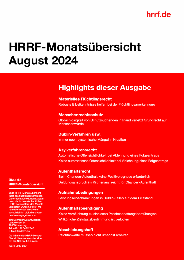Monatsübersicht August 2024